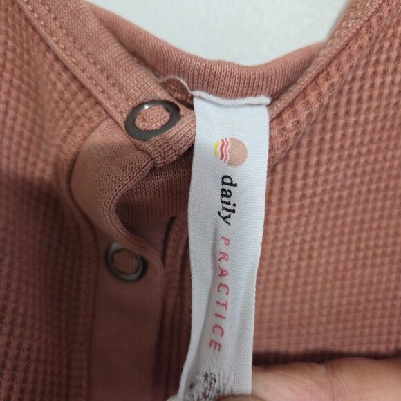 EUC ANTHROPOLOGIE DAILY PRACTICE WAFFLE KNIT SCOOP NECK BUTTON DOWN TAN DRESS M - Picture 10 of 14